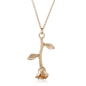 Rose Romantic Fashion Golden Alloy Costume Necklace