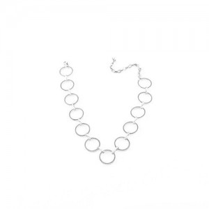 Linked Hoops High Fashion Alloy Choker Style Costume Necklace - Silver