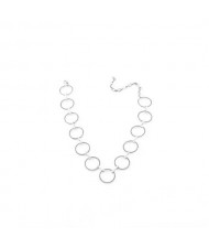 Linked Hoops High Fashion Alloy Choker Style Costume Necklace - Silver