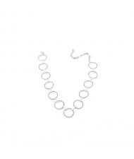Linked Hoops High Fashion Alloy Choker Style Costume Necklace - Silver