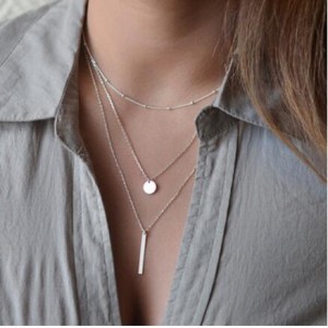 Unique Alloy Hoop and Stick Pendant Design Silver Fashion Necklace