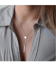 Unique Alloy Hoop and Stick Pendant Design Silver Fashion Necklace