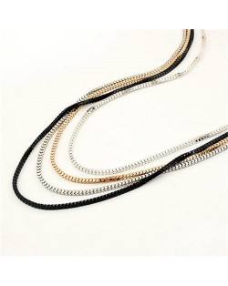 Four Layers Snake Chain Long Fashion Alloy Costume Necklace