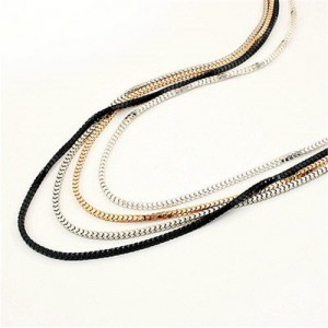 Four Layers Snake Chain Long Fashion Alloy Costume Necklace