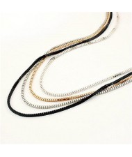 Four Layers Snake Chain Long Fashion Alloy Costume Necklace