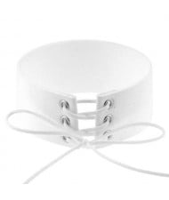Vintage Tie Fashion Unique Choker Statement Necklace - White