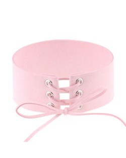 Vintage Tie Fashion Unique Choker Statement Necklace - Pink