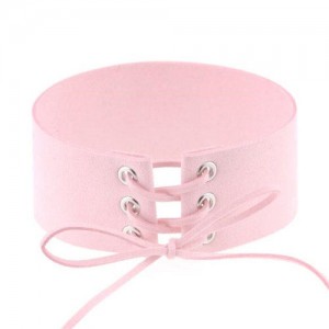 Vintage Tie Fashion Unique Choker Statement Necklace - Pink