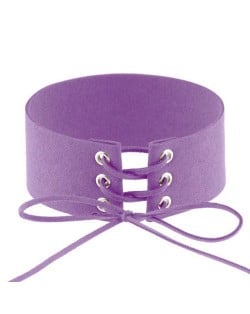 Vintage Tie Fashion Unique Choker Statement Necklace - Purple