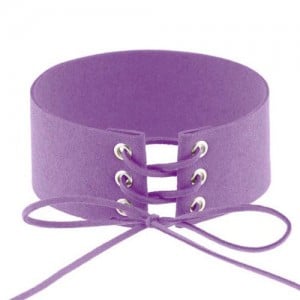 Vintage Tie Fashion Unique Choker Statement Necklace - Purple