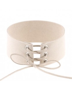 Vintage Tie Fashion Unique Choker Statement Necklace - Creamy White