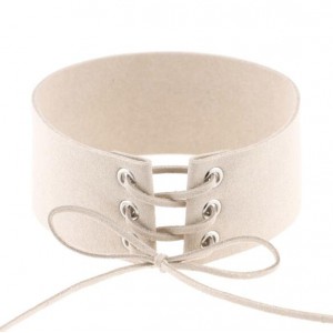 Vintage Tie Fashion Unique Choker Statement Necklace - Creamy White