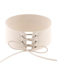 Vintage Tie Fashion Unique Choker Statement Necklace - Creamy White
