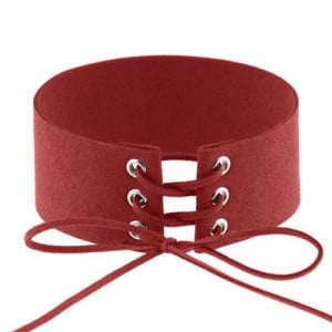 Vintage Tie Fashion Unique Choker Statement Necklace - Red