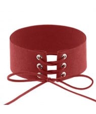 Vintage Tie Fashion Unique Choker Statement Necklace - Red