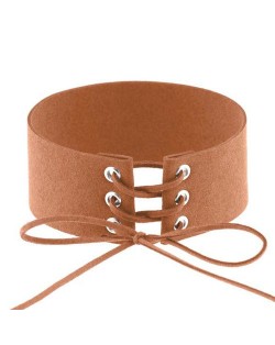 Vintage Tie Fashion Unique Choker Statement Necklace - Brown