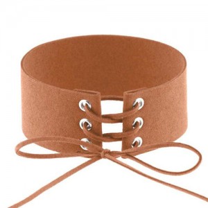 Vintage Tie Fashion Unique Choker Statement Necklace - Brown