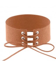 Vintage Tie Fashion Unique Choker Statement Necklace - Brown
