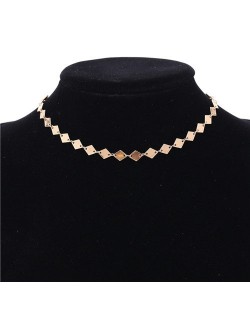 Rhombus Paillette Women Choker Necklace - Golden