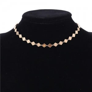 Rhombus Paillette Women Choker Necklace - Golden