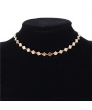 Rhombus Paillette Women Choker Necklace - Golden