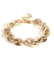 Punk Fashion Chunky Alloy Golden Chain Necklace and Bracelet Set