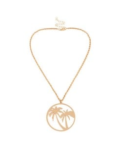 Hollow Coconut Tree Beach Fashion Alloy Costume Necklace - Golden