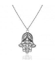 Buddha Hand Pendant Vintage Silver Alloy Fashion Necklace