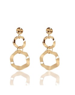 Irregular Linked Hoops Design High Fashion Costume Earrings - Golden