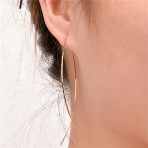Graceful Copper Fish Shape High Fashion Costume Earrings - Golden