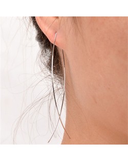 Graceful Copper Fish Shape High Fashion Costume Earrings - Silver