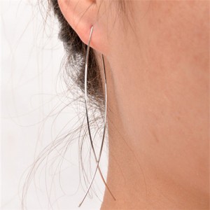 Graceful Copper Fish Shape High Fashion Costume Earrings - Silver