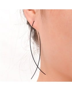 Graceful Copper Fish Shape High Fashion Costume Earrings - Black
