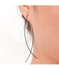 Graceful Copper Fish Shape High Fashion Costume Earrings - Black
