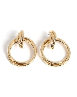 Graceful Mingled Hoops Alloy Women Statement Earrings - Golden