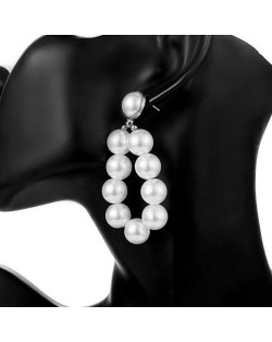 Artificial Pearl Waterdrop Design Elegant Fashion Costume Earrings - Golden