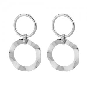 Linked Hoops High Fashion Copper Costume Earrings - Silver