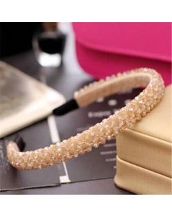 Shining Crystal Embellished Korean Fashion Hair Hoop - Brown