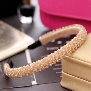 Shining Crystal Embellished Korean Fashion Hair Hoop - Brown