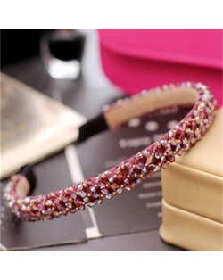 Shining Crystal Embellished Korean Fashion Hair Hoop - Red