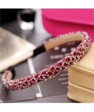 Shining Crystal Embellished Korean Fashion Hair Hoop - Red