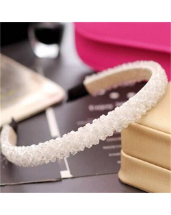 Shining Crystal Embellished Korean Fashion Hair Hoop - White