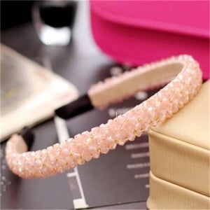 Shining Crystal Embellished Korean Fashion Hair Hoop - Pink