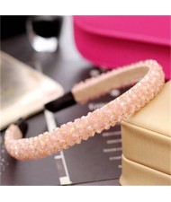 Shining Crystal Embellished Korean Fashion Hair Hoop - Pink