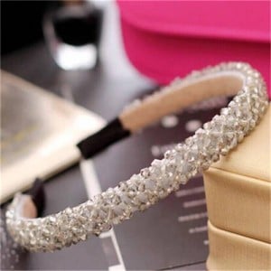 Shining Crystal Embellished Korean Fashion Hair Hoop - Gray