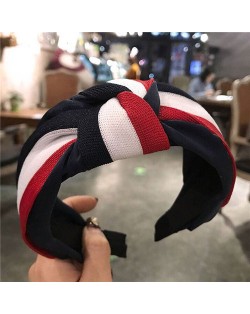 Contrast Colors Combination Design Cloth Bowknot Women Hair Hoop - Pattern 1