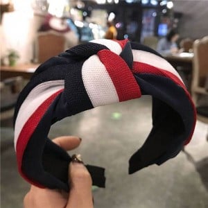 Contrast Colors Combination Design Cloth Bowknot Women Hair Hoop - Pattern 1