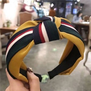 Contrast Colors Combination Design Cloth Bowknot Women Hair Hoop - Pattern 2