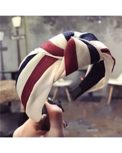 Contrast Colors Combination Design Cloth Bowknot Women Hair Hoop - Pattern 3