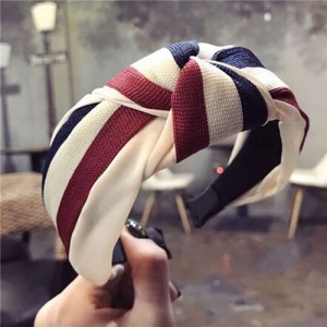 Contrast Colors Combination Design Cloth Bowknot Women Hair Hoop - Pattern 3